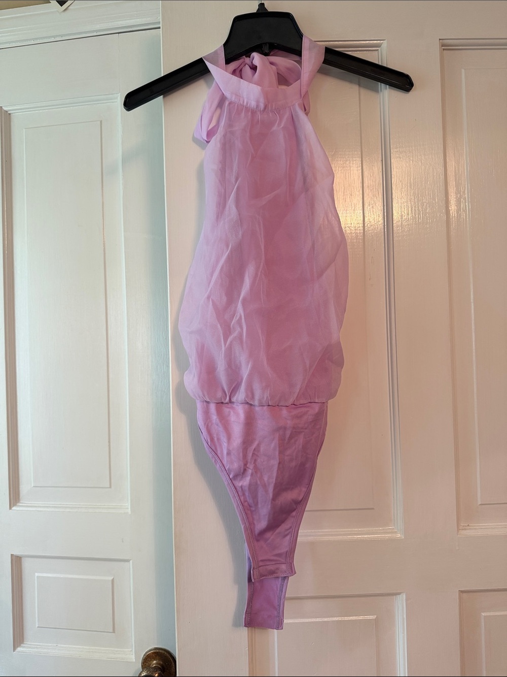 Sheer Lilac Halter Tie-Back Bodysuit